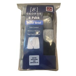 George Mens 6 Pack Boxer Briefs Small 28-30 Odor Control Moisture Wicking New
